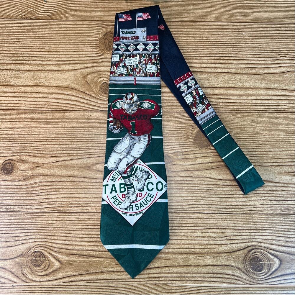 Tobasco Mens 100% Silk Classic Necktie Football Player Navy Red White  USA